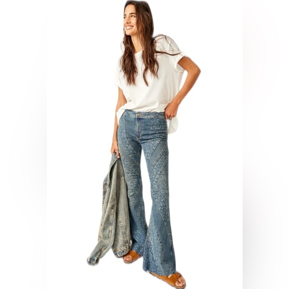 Free People Denim - Free People Mermaid Mid-rise Flare Jeans RETAILS $198 NWT